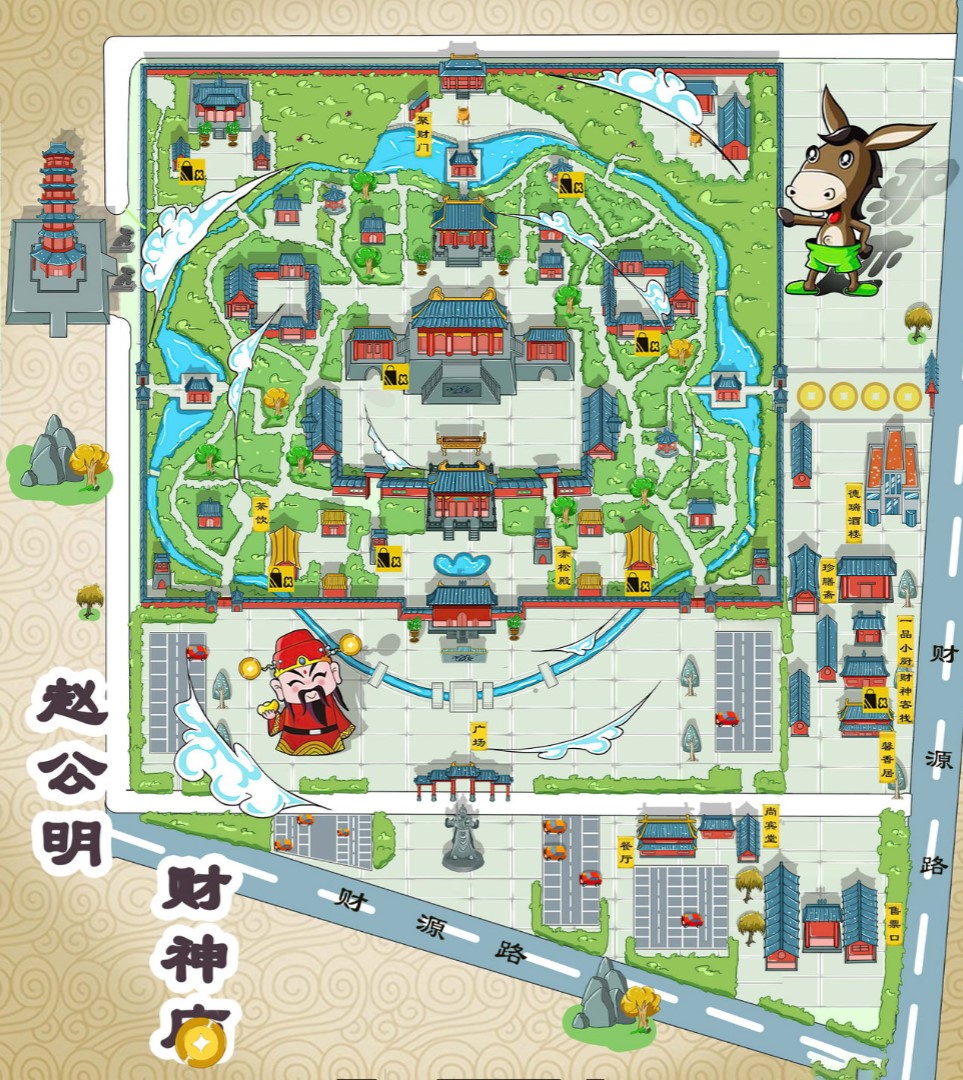 宁蒗寺庙类手绘地图